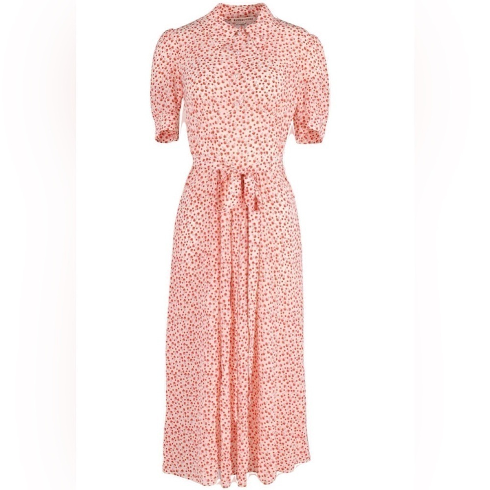 AlexaChung Mushroom Print Red Beige Alice Shroom Tea Dress NWT US 8